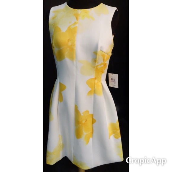 calvin klein yellow floral dress